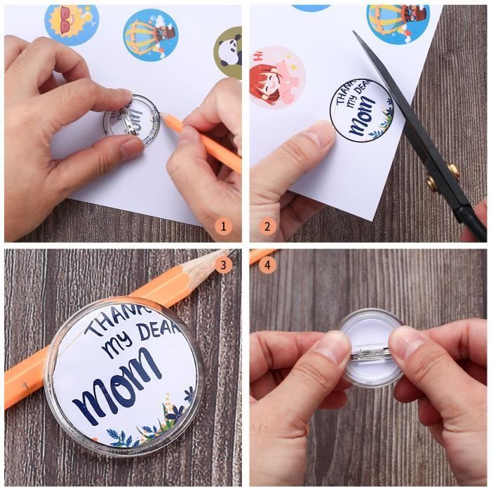 Lot De 100 Badges à Bouton Avec épingle Acrylique 58 Mm - VidaXL, Pour Artisanat