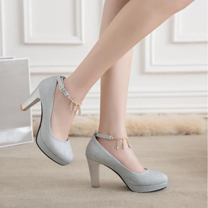 Chaussures Perles Brillantes Chaussures à Talons Princesse Pour