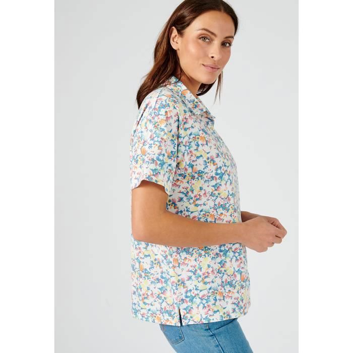 Blouse cache-coeur imprimé pois - Marron