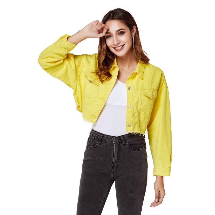 Veste en best sale jean courte jaune