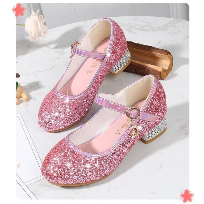 Chaussures De Princesse Pour Fille à Talons - Ballerines Décontractées En PU - Pour Mariage, Fête, Quotidien