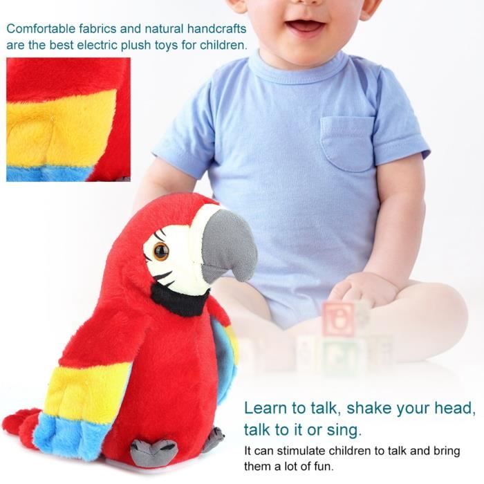 Perroquet Qui Parle - Electrique - Rouge - Pour Enfants - Cadeau Anniversaire - Amusant et Coloré - Jeux - Jouets