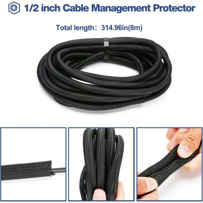 Manchon de Cache Câble, 3m-6mm Réglable Gaine Câble, Extensible Gaine Range  Cable Informatique, Gestion de Câble[S173] - Cdiscount Bricolage