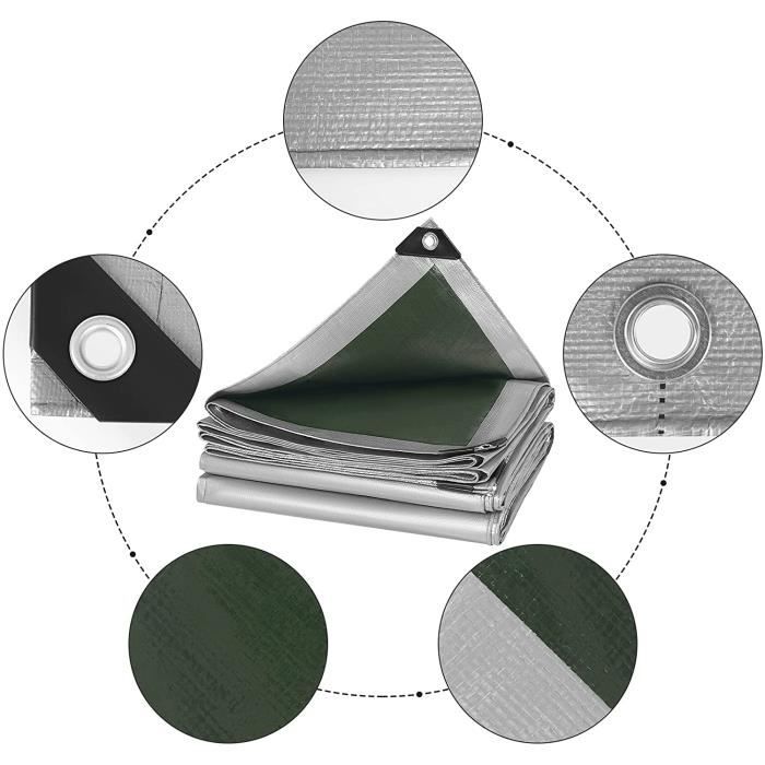 ECD Germany Bâche de Protection Imperméable à l'Eau avec Oeillets - 8x12 m 96m² 260 g/m²