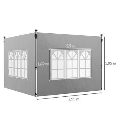 Outsunny Paroi latérale instantanée avec 4 sacs en maille et 2 poches de rangement pour tonnelles de tente escamotable à pieds droits de 3 x 3 m, 1 paroi latérale uniquement, blanc