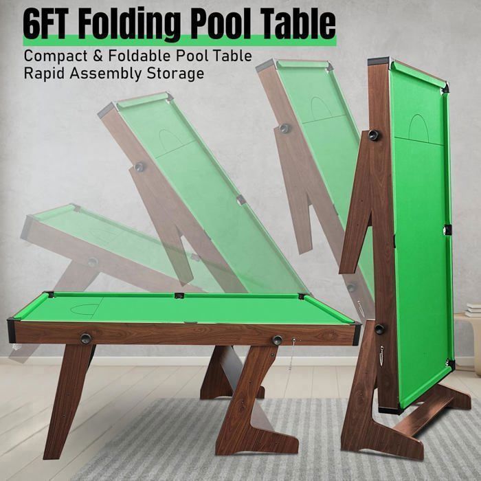 Table De Billard Pliable HLC - Dimensions 183x91.5x79 Cm, Avec Accessoires Complets, Pour Famille - 11