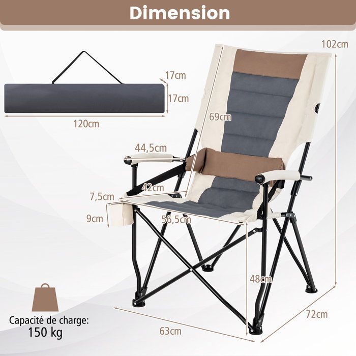 URBN GARDEN Chaise De Jardin Pliable En Plastique Avec Dossier Réglable - Idéale Camping, Pique-Nique, Plage