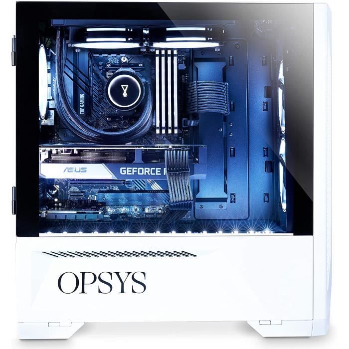OPSYS Gallantis Lite-V3 Blanc PC Gamer Tour Ordinateur de Bureau (AMD Ryzen  5 5600, Geforce RTX 3070, 1 to NVMe SSD, 1 to HDD, 16 Go RAM, Windows 11)