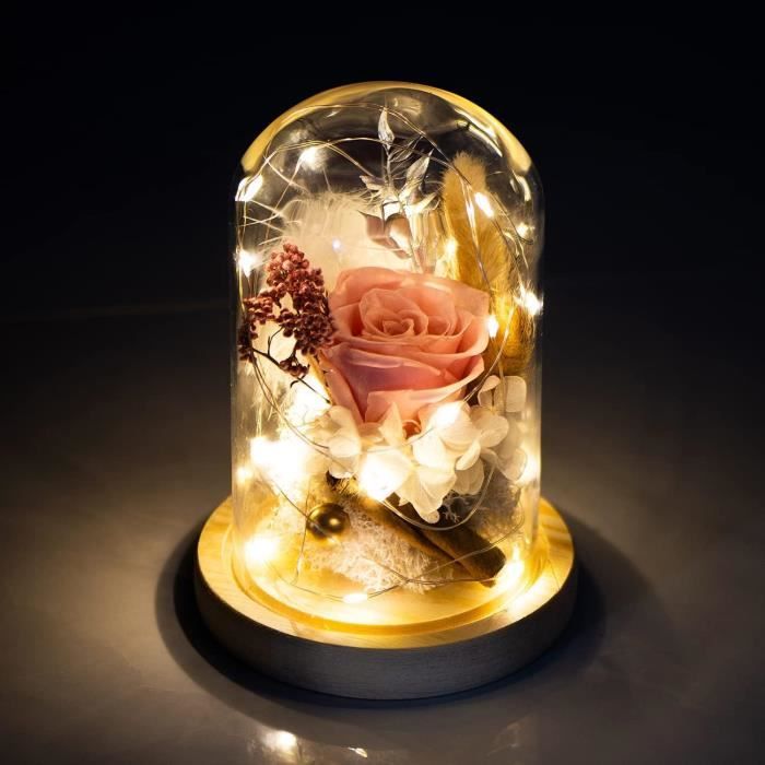 Rose éternelle Bleue Avec Collier Cœur - Coffret Cadeau Romantique - Pour Femme, épouse, Maman, Saint-Valentin