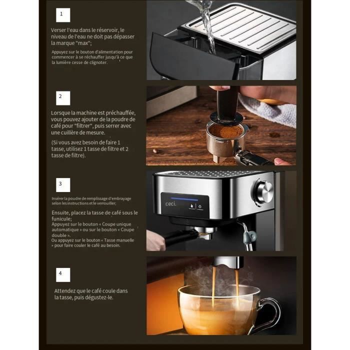 Machine à café, espresso et cappuccino 20 bars, mousseur à lait