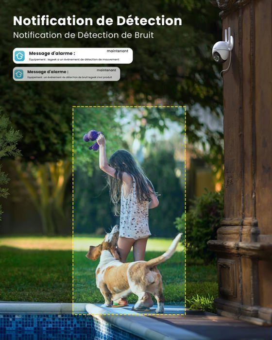 IeGeek Caméra Surveillance WiFi Extérieure 5MP Sans Fil Batterie – Vision Nocturne Couleur, AI + PIR, Audio Bidirectionnel, IP65, Compatible Alexa – Installation 1 Min