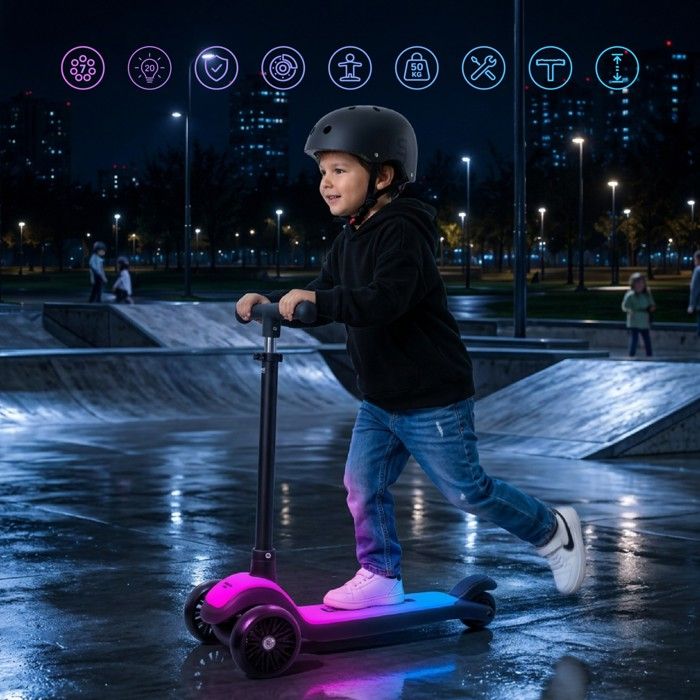 LUMI RIDE Trottinette enfant 2 roues, Trottinette pour enfant à partir de 3 ans, LED LUMI RIDE Trottinette enfant 2 roues, Trottinette pour enfant à partir de 3 ans, LED