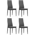 Lot de 4 Chaise de salle à manger - OVONNI - Design contemporain - Tissu Gris - Structure en métal-0