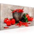 Runa art Tableau Décoration Murale Légumes Cuisine 100x40 cm - 1 Panneau Deco Toile Prêt à Accrocher 005812c-0