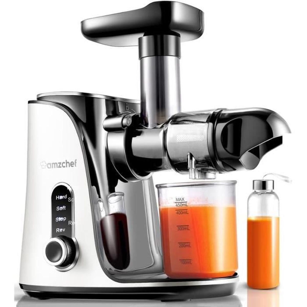 Extracteur De Jus Pression à Froid AMZCHEF 200W - Goulotte 108 Mm - Fonction Inverse - Silencieux Et Sans BPA