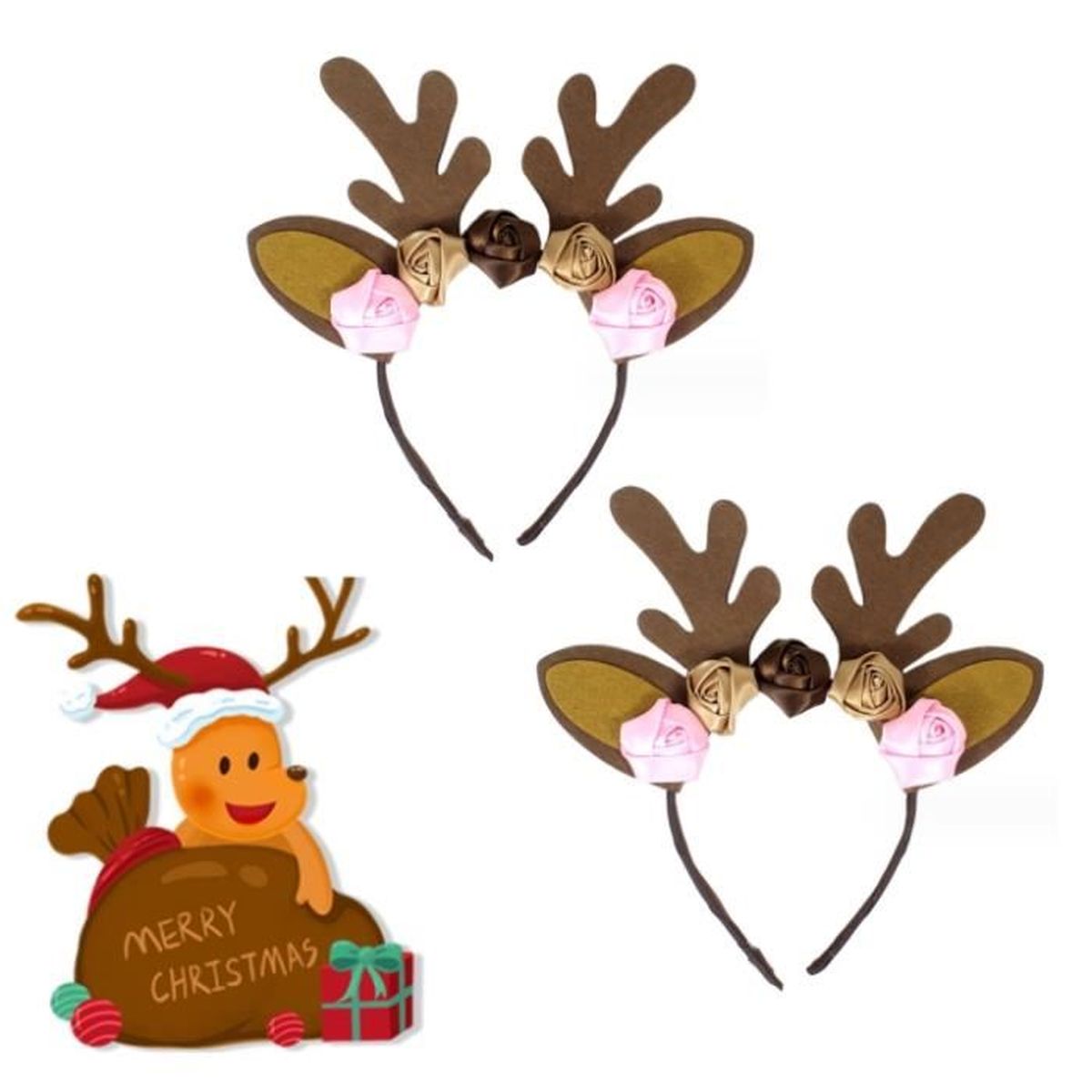 SIQUK 24pcs Set Noël – 12 Serre-tête + 12 Lunettes Pailletées Thème Noël Pour Adultes & Enfants – Fête & Photos