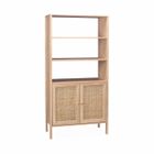 SWEEEK Etagère bibliothèque décor bois et cannage 4 niveaux Bohème