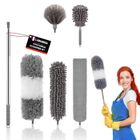 LAIQIANKUA 6PCS Plumeau Telescopique, Plumeau Poussiere Tete de Loup Longueur 30-280cm, pour Toile D'Araignée, Stores, Ventilateur de Plafond