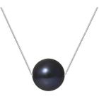 PERLINEA - Collier Perle de Culture d'Eau Douce AAA+ - Ronde 9-10 mm - Noire - Argent 925 Millièmes - Bijoux Femme