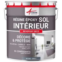 Peinture Sol - Résine Epoxy effet Miroir - REVEPOXY DECO  Gris 2 ral 7046 - kit 5 Kg (jusqu'à 14m² pour 2 couches)