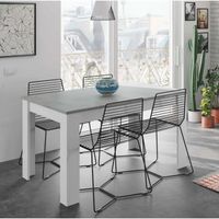 Dmora - Table à rallonge Midland, Console extensible, Table de cuisine avec rallonge, 140-190x90h78 cm, Ciment et blanc