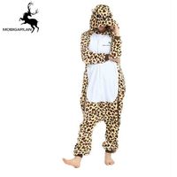 Funmoon Combinaison animaux pyjama Femme et Homme de Marque grenouillère adulte - léopard