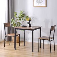 Ensemble table à manger et 2 Chaises pour Salle à Manger - Table 70 x 70 x 75 cm - Marron rustique et noir - Style industriel