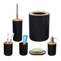 6 accessoires salle de bain en bambou  - 10038451-46