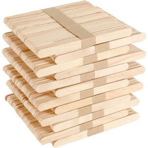 MÉGACRÉA 50 Bâtonnets Plats Bois 15 × 1,8 Cm - Languettes Baguettes Maquettisme DIY Artisanat