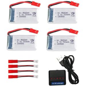 TOYANDONA Lot 4 Batteries LiPo 3.7V 500mAh + Chargeur Pour Drone X5C / X5SC