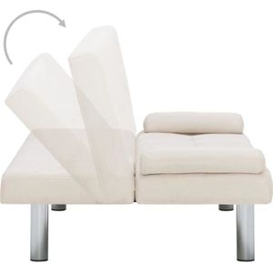 CLIC-CLAC Canapé-lit - UMR - avec deux oreillers - Crème Polyester - 168 x 77 x (61,5 - 64 - 66) cm
