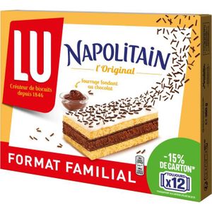 MARBRE & BROWNIE Napolitain De Lu - 12 Sachets du Classique Génoise Moelleuse Fourrée au Chocolat - Format Pocket - (360g)