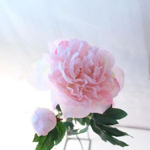 FLEUR ARTIFICIELLE Objets décoratifs,Bouquet de grandes pivoines artificielles en soie,2 têtes,fausses fleurs,décoration de maison,blanc- Pink[C74676]