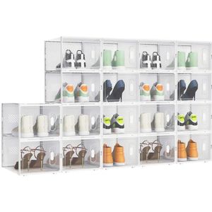 boîte à Chaussures empilable en Plastique Transparent Fuitna Boîte de Rangement pour Chaussures Organisateur de Chaussures résistant à la saleté pour conteneur de Rangement pour la Maison de b 
