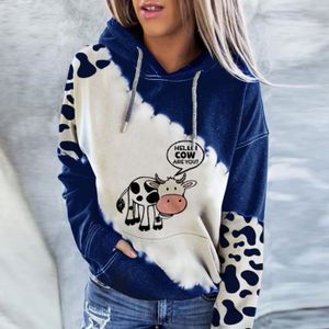 SWEATSHIRT Sweatshirt Femmes imprimé vache à manches longues - Bleu - Col rond décontracté