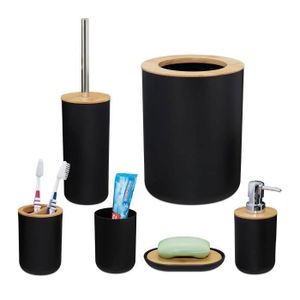SET ACCESSOIRES 6 accessoires salle de bain en bambou  - 10038451-