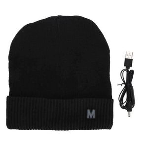 CHAUFFAGE EXTÉRIEUR gift-Hililand chapeau chauffant USB Chapeau chauffant rechargeable USB hiver chaud extérieur chaud chapeau respirant bord noir