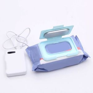 LINGETTES BÉBÉ chauffe-lingettes portable Chauffe-lingettes humides USB, température constante, Portable, pour bébé, pour la maison, Bleu