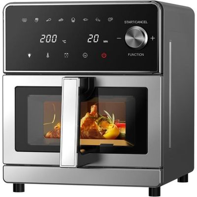 Friteuse à Air XXL Dual Zone 11L - 2600W - 2 Tiroirs (7L+4L) - 10 Programmes - Écran Tactile - Cuisson Saine Sans Huile - 8