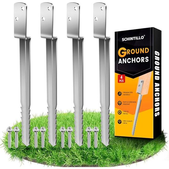 Lot de 4 piquets d'ancrage au sol pour trampoline, 46 cm, pour charges