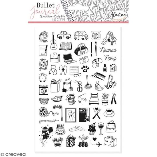 Tampons clear Stampo Bullet Journal - Quotidien - 59 pcs