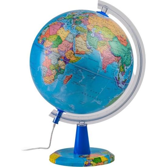Globe Terrestre Non Lumineux - Diamètre 30 Cm, Cartographie Politique, Pied Et Méridien Noir - SAFETOOL - 5