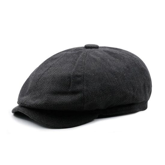 2018 automne et hiver chaud plat casquette à pointe mâle décontracté octogonal chapeau homme restaur black dark gray