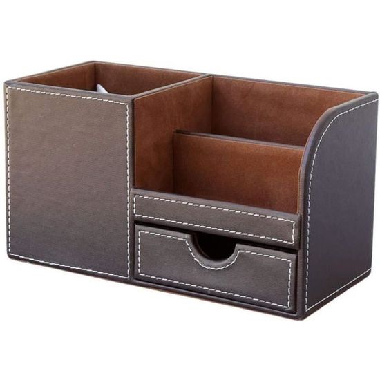 XNONE Organiseur De Bureau En Cuir Synthétique Multifonction – 3 Compartiments Pour Stylos, Téléphone, Télécommande