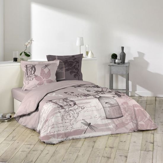 Parure De Couette 220x240 Cm - 100% Coton - 3 Pièces (housse + 2 Taies) - Dream In Paris Bleu - 6