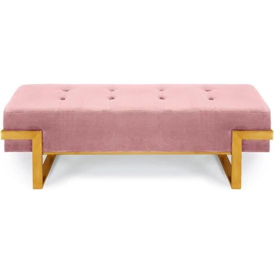 Banquette Istanbul Velours Rose Pieds Or