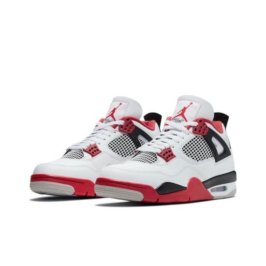 NIIKE AirsJordans 4 Retro Fire Red 2020 Blanche et Rouge Noir Femme Homme AJ4 Chaussures de