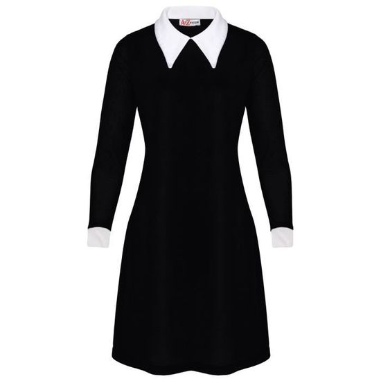 Enfants Filles Swing Robe Col Claudine Doux Confortable Fete Patineur Robes Age 5 13 Ans Neuf noir Cdiscount Pret a Porter