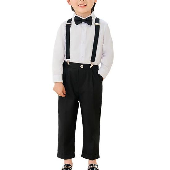 Amissz Costume 5 Pièces Garçon Slim Fit - Veste Pantalon Chemise Gilet Nœud - 6 à 10 Ans