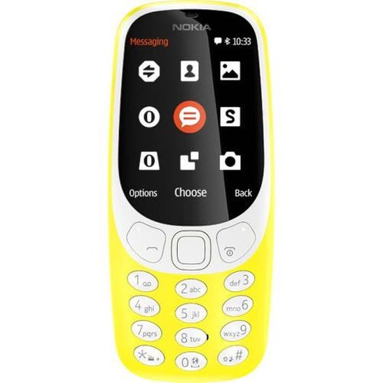 Téléphone Nokia 3310 - Double SIM - Jaune - Écran 2.4" - Caméra 2 MP - Batterie 1200 mAh
